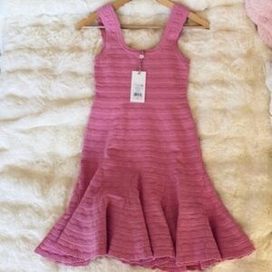 LOVESHACKFANCY Maryanne Knit Mini Dress In SUNSET PINK, brand new with tags.